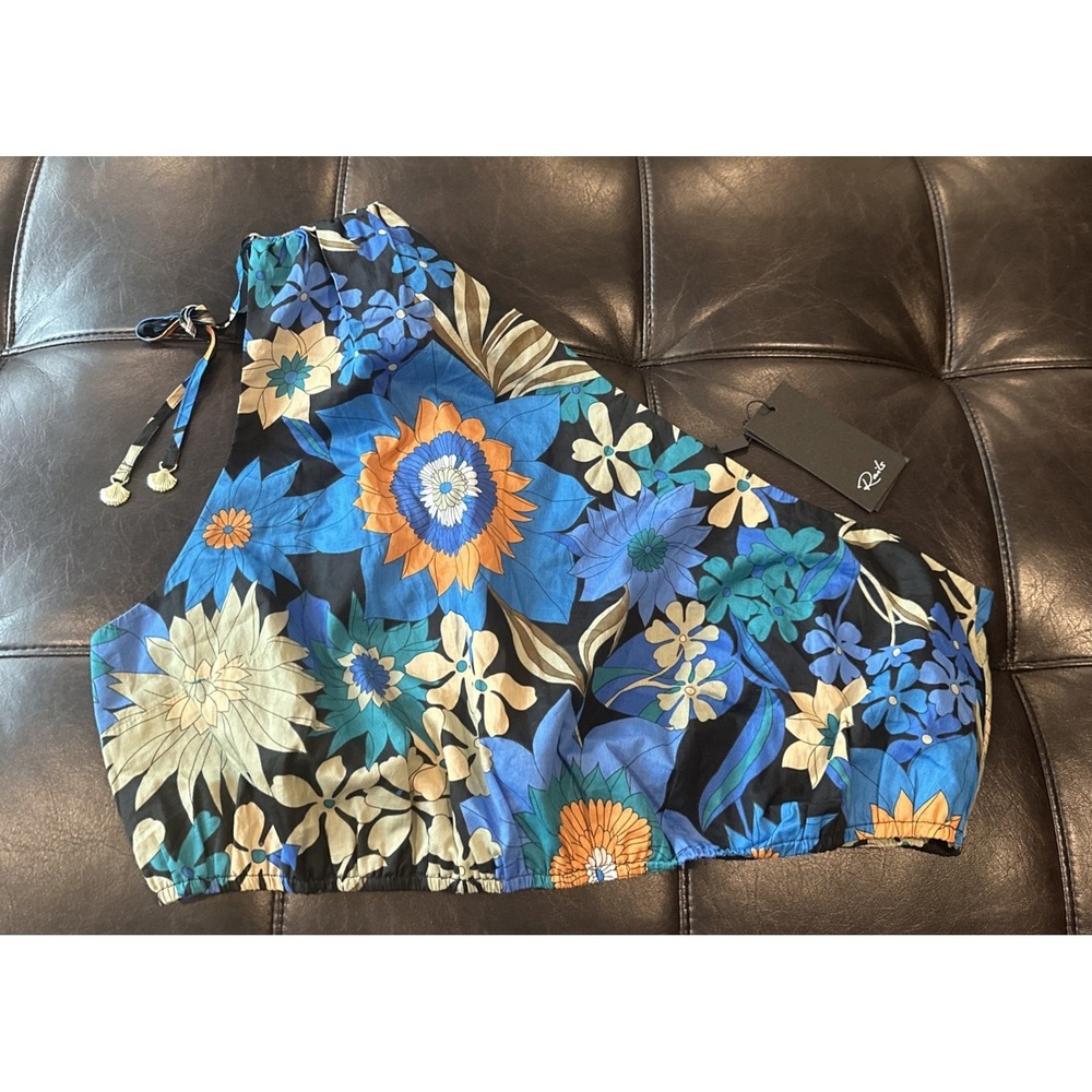 Rails Size XL Kim Single Shoulder‎ Crop Top Azul Wildflower Sea Shell Charms